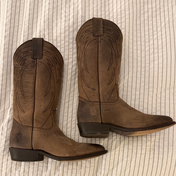 Frye Shoes - Frye Distressed Brown Western Boots